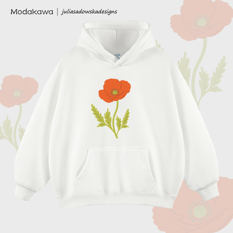 MODAKAWA X juliasadowskadesigns Fleecegefütterter Hoodie mit Blumenmuster - White - 2XL - image 2