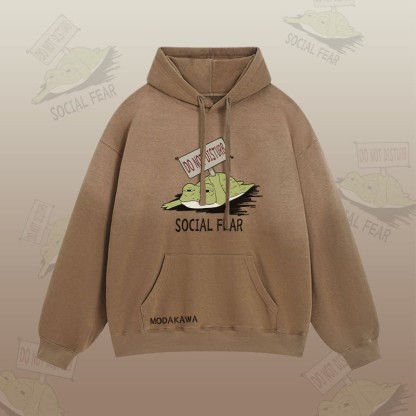 NICHT STÖREN SOZIALE ANGST Frosch-Grafik-Farbverlauf-Streetwear-Hoodie - Brown - 2XL - image 5