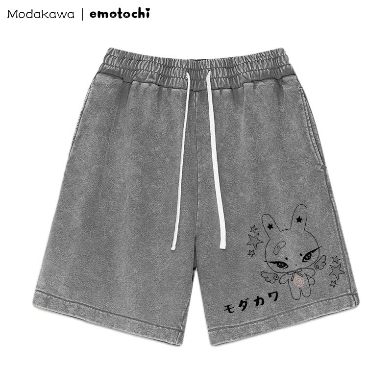 Shorts mit geflügeltem Häschen-Grafik im Vintage-Look - Grau - 3XL - image 4