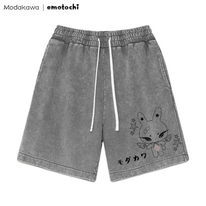 Shorts mit geflügeltem Häschen-Grafik im Vintage-Look - Grau - 3XL - image 4