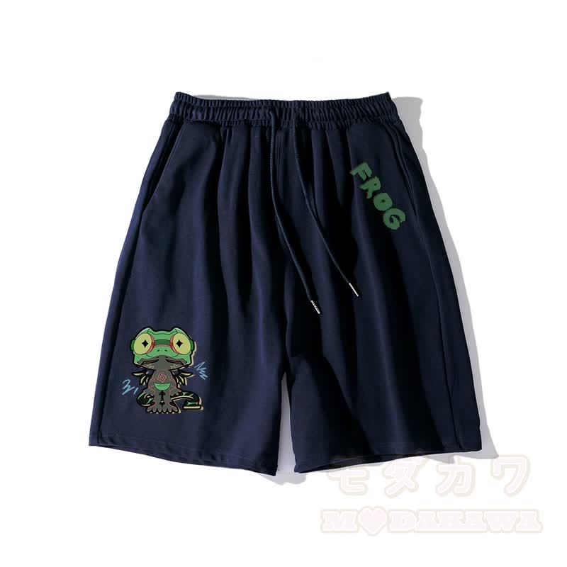 Lustige Shorts mit Frosch-Grafik und dunkler Ästhetik - Purpurblau - 5XL - image 6