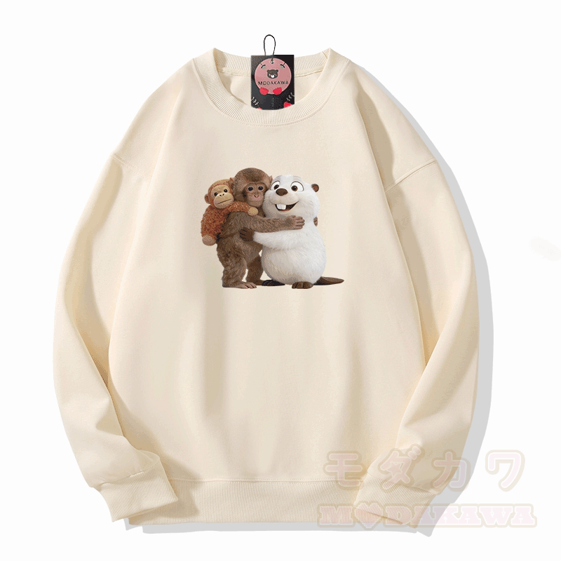 PUNCH Monkey Kugelfisch Grafik Modakawa Sweatshirt - Beige - 5XL - image 5