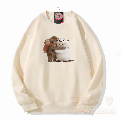PUNCH Monkey Kugelfisch Grafik Modakawa Sweatshirt - Beige - 5XL - image 5