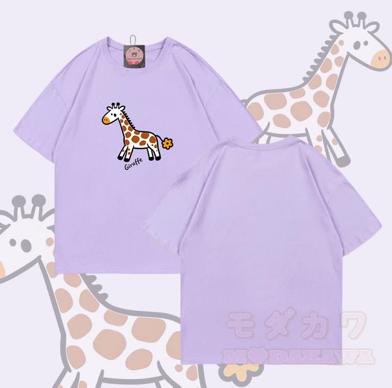 Giraffenmotiv Modakawa T-Shirt aus 100 % Baumwolle - Lila - 5XL - image 5