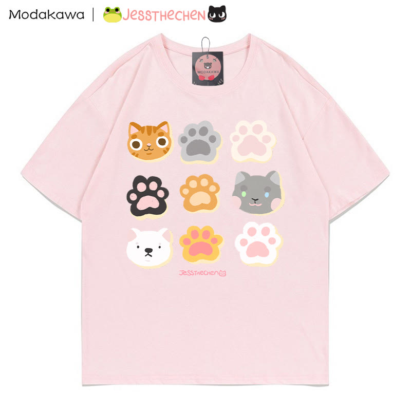 MODAKAWA X jessthechen Kitty Paw Print T-Shirt - Pink - 5XL - image 2