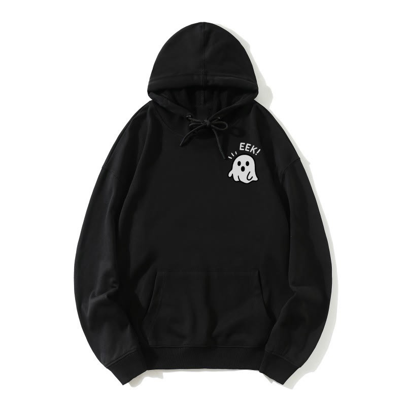 EEK – Lustiger, lässiger Kapuzenpullover mit Geister-Halloween-Grafik - Schwarz - 5XL - image 4