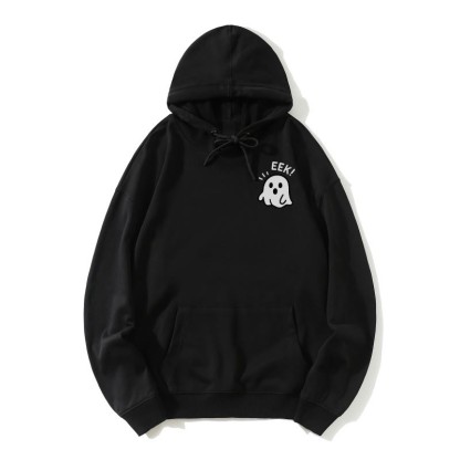 EEK – Lustiger, lässiger Kapuzenpullover mit Geister-Halloween-Grafik - Schwarz - 5XL - image 4