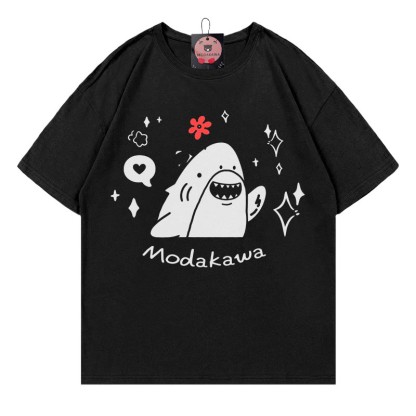 MODAKAWA T-Shirt mit Hai-Blumen-Buchstabenprint - Black - 5XL - image 4