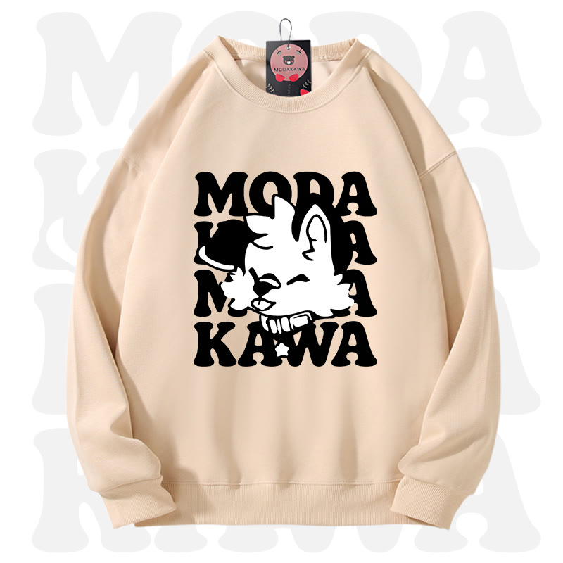 MODAKAWA X popipeko Lovely Puppy Graphic Unisex Sweatshirt - Beige Aprikose - 3XL - image 6