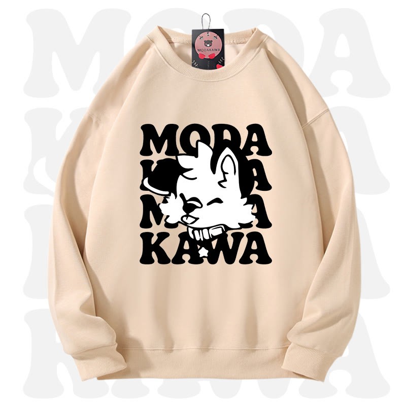 MODAKAWA X popipeko Lovely Puppy Graphic Unisex Sweatshirt - Beige Aprikose - 3XL - image 6