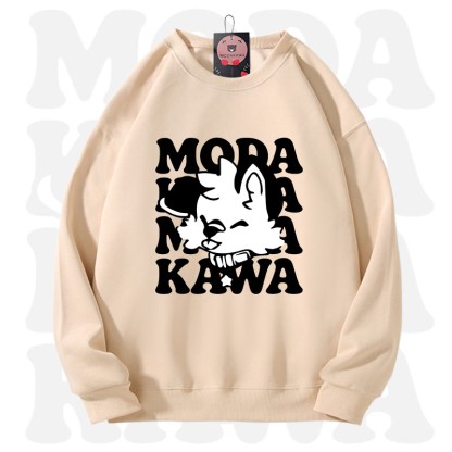MODAKAWA X popipeko Lovely Puppy Graphic Unisex Sweatshirt - Beige Aprikose - 3XL - image 6