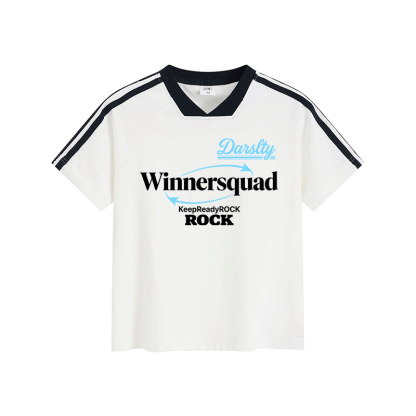 WINNERSQUADE Graphic Modakawa Vintage Stripe V-Neck T-Shirt - White - L - image 3