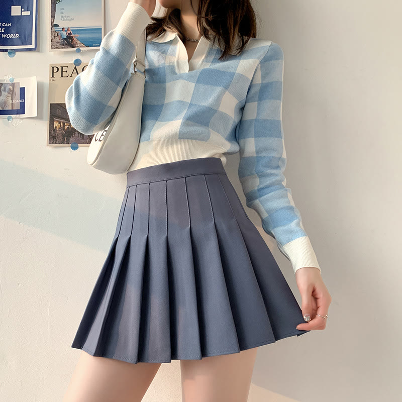 Preppy-Rock mit hohem Bund und A-Linien-Falten - Hellgrau - 2XL - image 5