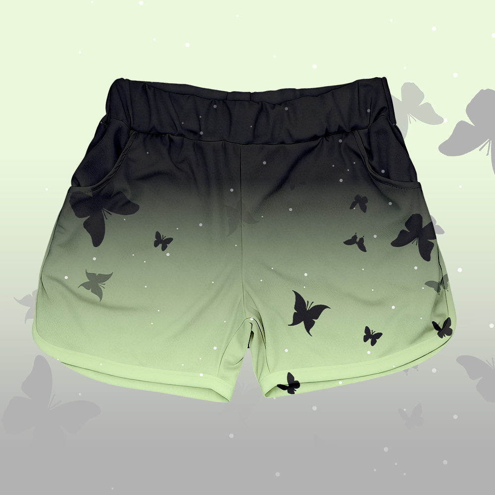 T-Shirt mit Schmetterlingsmotiv aus 100 % Baumwolle, dazu passende Shorts von Modakawa - Green & Black Shorts - 5XL - image 6