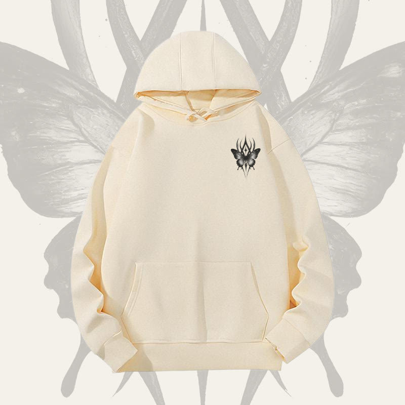MODAKAWA Gothic Butterfly Graphic Heavyweight Hoodie - Apricot - 2XL - image 7