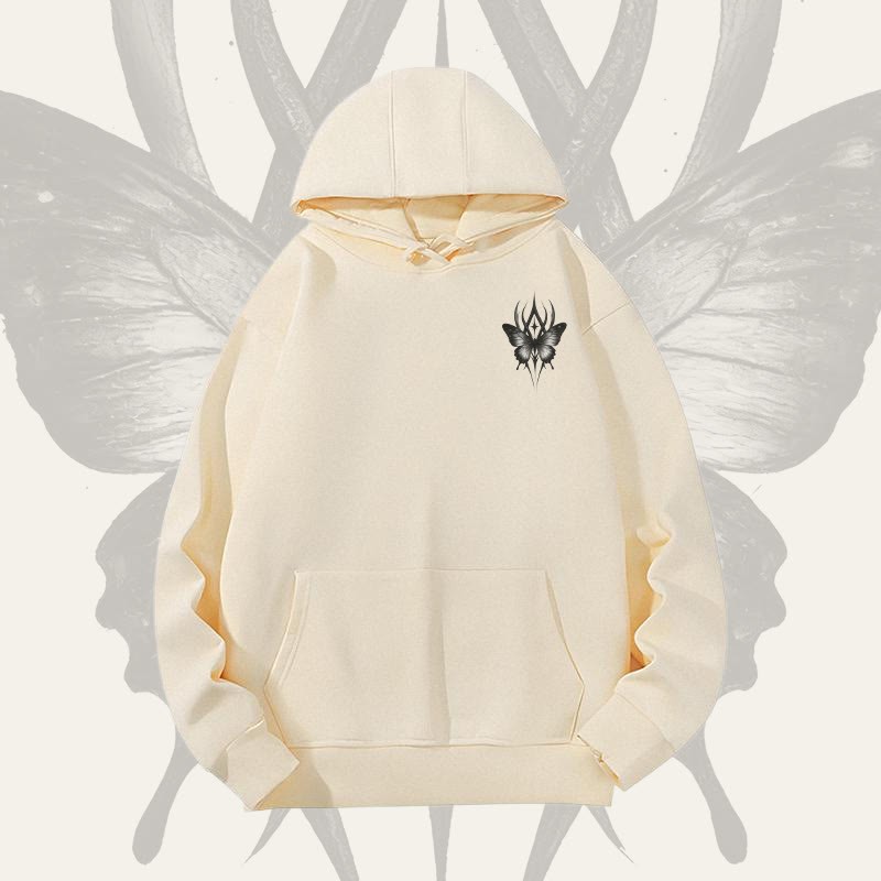 MODAKAWA Gothic Butterfly Graphic Heavyweight Hoodie - Apricot - 2XL - image 7