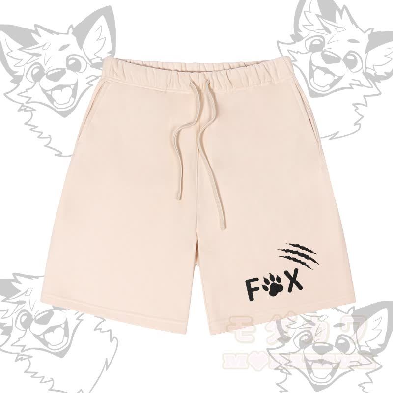 MODAKAWA X atka Happy Fox Graphic Farben Block Pocket T-Shirt Shorts passendes Outfit - Beige Shorts - XL - image 9