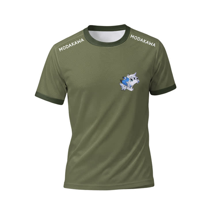 MODAKAWA X Space Barker Looking Up Grafik Herren-Sport-T-Shirt mit Kordelzug, passende Shorts und Outfit - Green Top - 5XL - image 3
