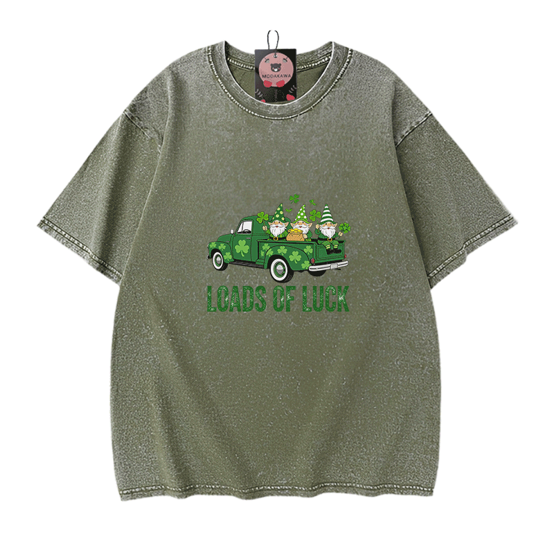VIEL GLÜCK St. Pakrit's Day Glücksgrafik Modakawa Vintage gewaschenes T-Shirt aus 100% Baumwolle - Green - 5XL - image 8