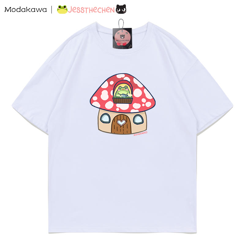 MODAKAWA X jessthechen Frosch im Pilzhaus Grafik-T-Shirt - White - 5XL - image 4