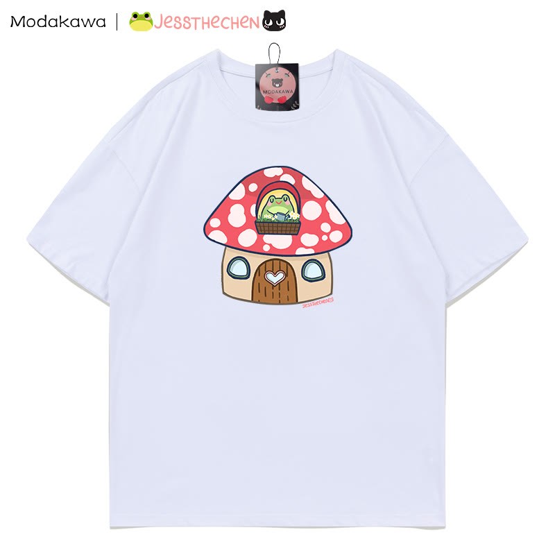 MODAKAWA X jessthechen Frosch im Pilzhaus Grafik-T-Shirt - White - 5XL - image 4
