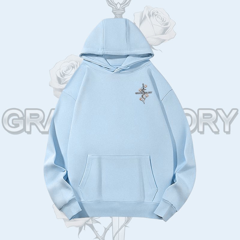 MODAKAWA GRACE GLORY Gothic Rose Sword Graphic Heavyweight Hoodie - Blue - 2XL - image 6
