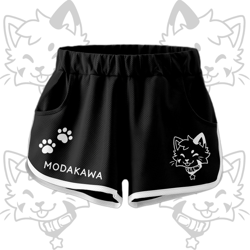 Kitty Graphic Crop Tank Sport Top Shorts Bikini Modakawa Matching Outfit - Black Shorts - 5XL - image 8