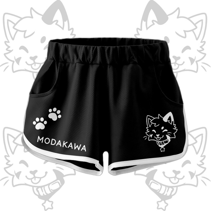 Kitty Graphic Crop Tank Sport Top Shorts Bikini Modakawa Matching Outfit - Black Shorts - 5XL - image 8