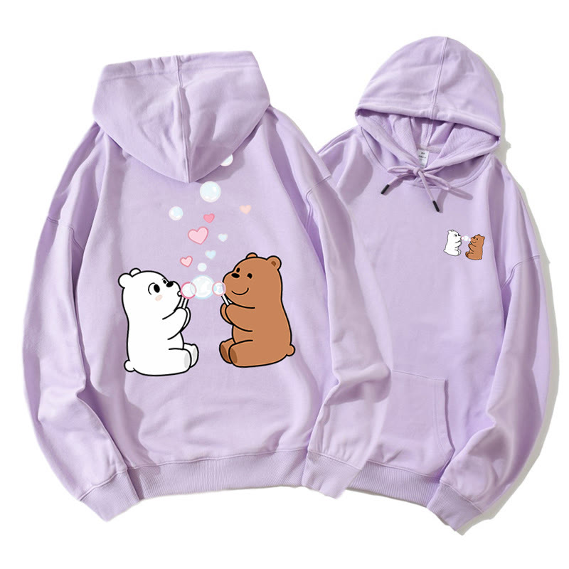 Bären Blasen Blasen Grafik Paar Passender Hoodie - Purple - 5XL - image 4