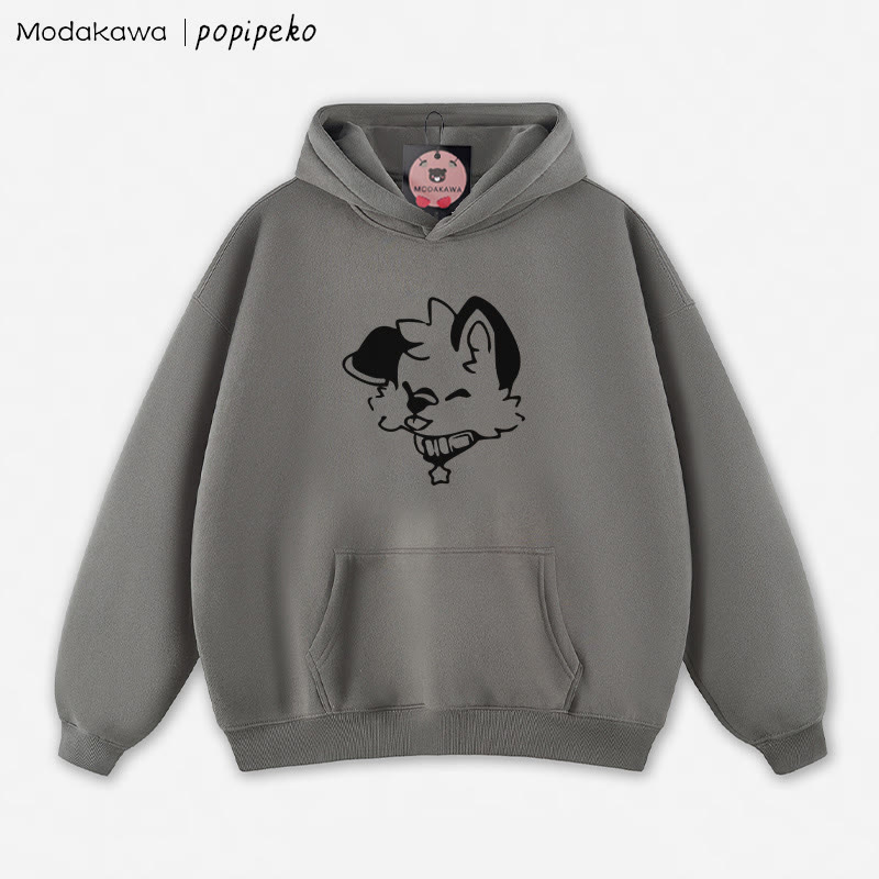 MODAKAWA X popipeko Lockerer Hoodie mit Welpen-Print - Grey - 5XL - image 9