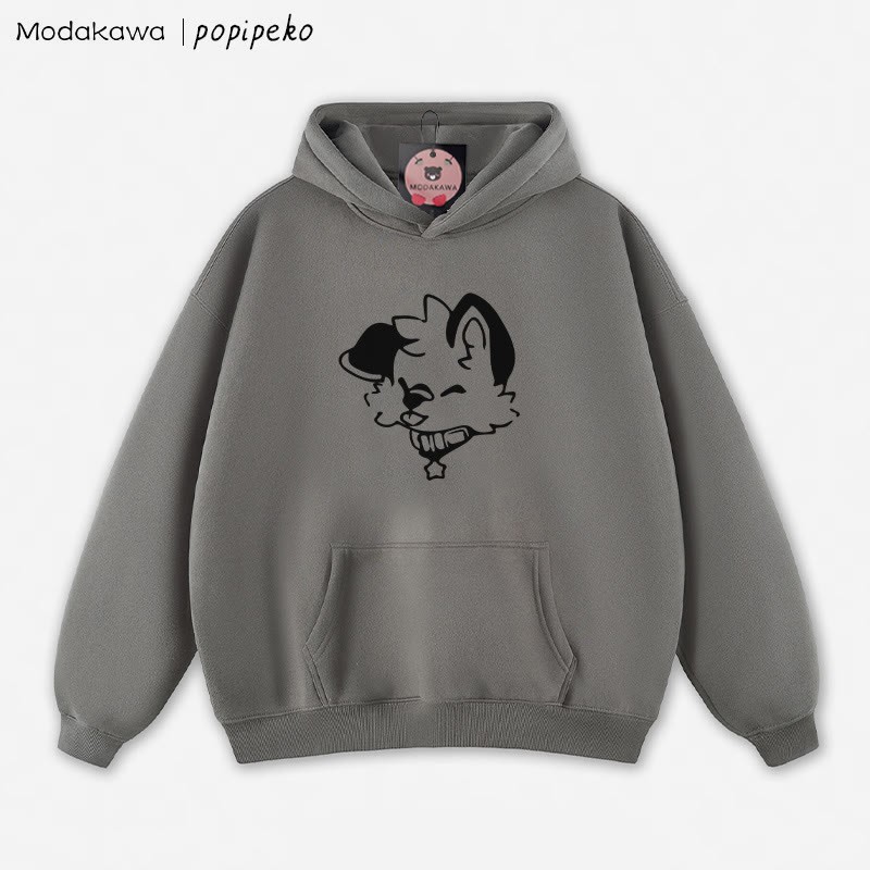 MODAKAWA X popipeko Lockerer Hoodie mit Welpen-Print - Grey - 5XL - image 9