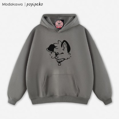 MODAKAWA X popipeko Lockerer Hoodie mit Welpen-Print - Grey - 5XL - image 9