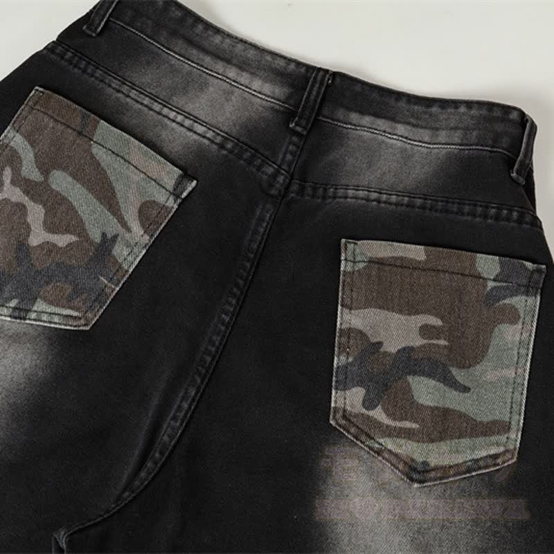 Vintage Camo-Jeans im Unisex-Streetwear-Stil mit lockerem Schlag - image 7