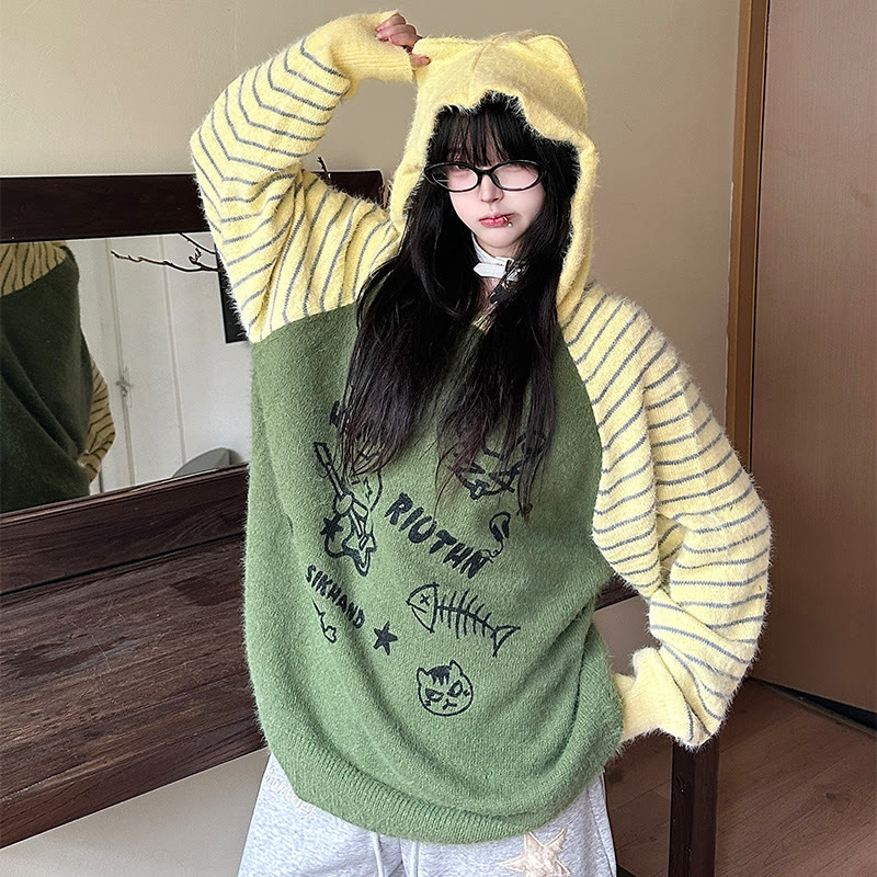 Pullover mit Streifen- und Farben -Tiermuster - image 6