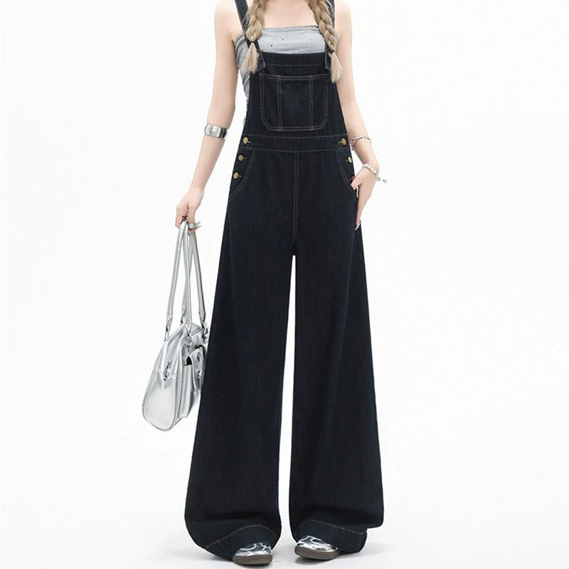 Aprikosenfarbener Pullover und Jeans-Latzhose mit weitem Bein, zweiteiliges Set - image 5