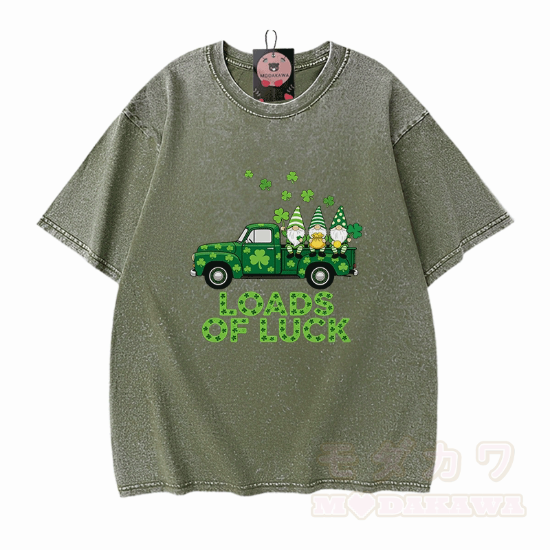 St. Pakrit-Tag – VIEL GLÜCK! Modakawa Vintage-T-Shirt aus 100 % Baumwolle mit Glücksgrafik. - Grün - 5XL - image 8