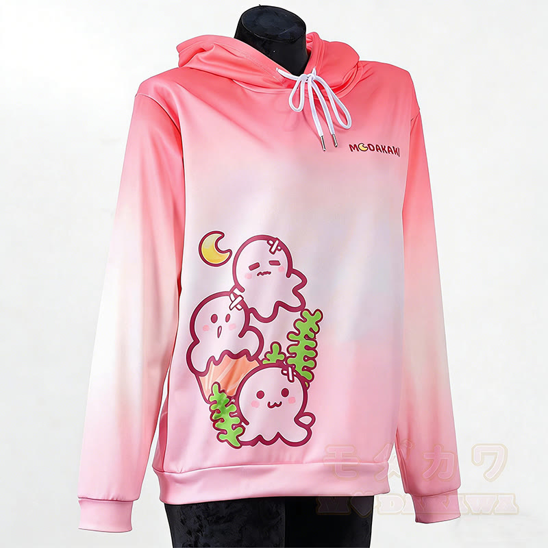 Modakawa Kapuzenpullover mit Farbverlauf und Oktopus-Buchstabenprint, locker geschnitten - image 5