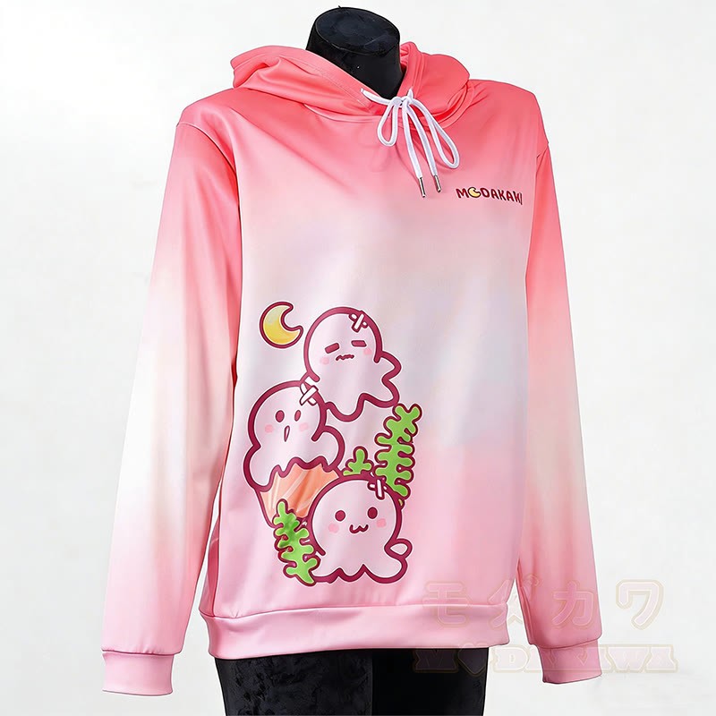 Modakawa Kapuzenpullover mit Farbverlauf und Oktopus-Buchstabenprint, locker geschnitten - image 5