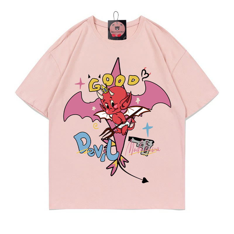 GOOD DEVIL Pistolen-Buchstabendruck MODAKAWA T-Shirt - Pink - 5XL - image 3