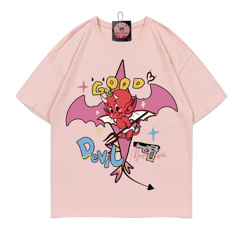 GOOD DEVIL Pistolen-Buchstabendruck MODAKAWA T-Shirt - Pink - 5XL - image 3