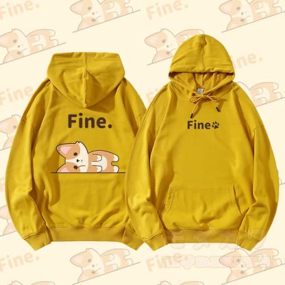 MODAKAWA Fox Lying Flat Graphic Streetwear Pullover Hoodie - Gelb - 5XL - image 5