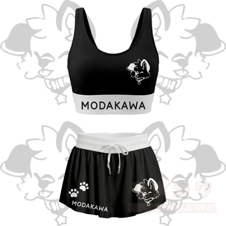 MODAKAWA X popipeko Zunge-raus-Welpen-Grafik Crop Tank Top Sport Top Rock Bikini passendes Outfit - Schwarzes Set - 4XL - image 16