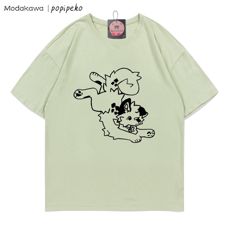 MODAKAWA X popipeko Welpenprint T-Shirt - Green - 5XL - image 4