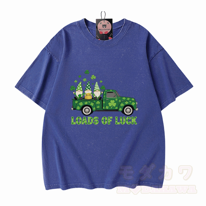 Glücks-St.-Pakrit-Tag – VIEL GLÜCK! Grafik-Modakawa-Vintage-T-Shirt aus 100 % Baumwolle (gewaschen). - Blau - 5XL - image 4