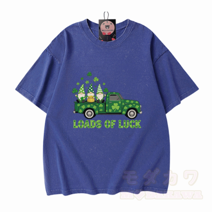 Glücks-St.-Pakrit-Tag – VIEL GLÜCK! Grafik-Modakawa-Vintage-T-Shirt aus 100 % Baumwolle (gewaschen). - Blau - 5XL - image 4