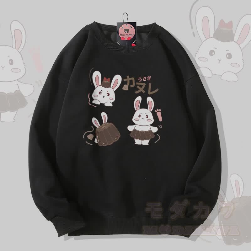 MODAKAWA Unisex-Sweatshirt mit Hasenpudding-Motiv - Schwarz - 5XL - image 3