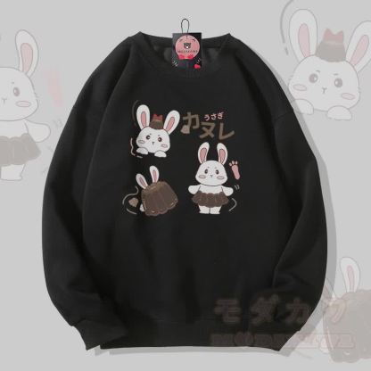 MODAKAWA Unisex-Sweatshirt mit Hasenpudding-Motiv - Schwarz - 5XL - image 3