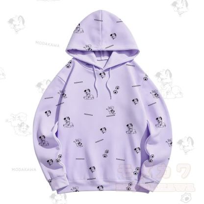 MODAKAWA Kapuzenpullover mit Cartoon-Hunde-Allover-Print - Lila - 5XL - image 9