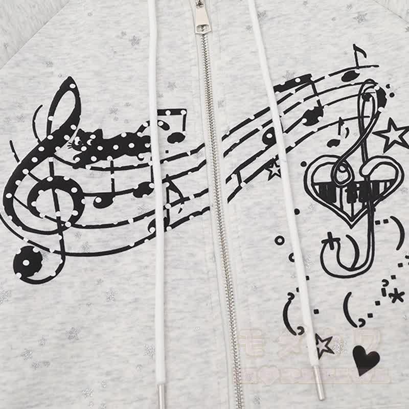 Hochwertiger Kapuzenpullover mit Cartoon-Katzenohren-Motiv und Reißverschluss - image 8