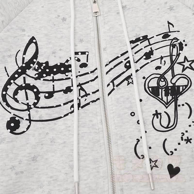 Hochwertiger Kapuzenpullover mit Cartoon-Katzenohren-Motiv und Reißverschluss - image 8